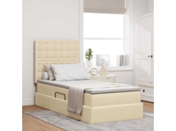Vidaxl Cama com Arrumação e Colchão Creme 90 X 200 Cm Tecido