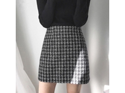 Vestido Plaid A-line Para Mulheres 18-35 Anos, Estilo Office Lady, Mini Acima Do Joelho