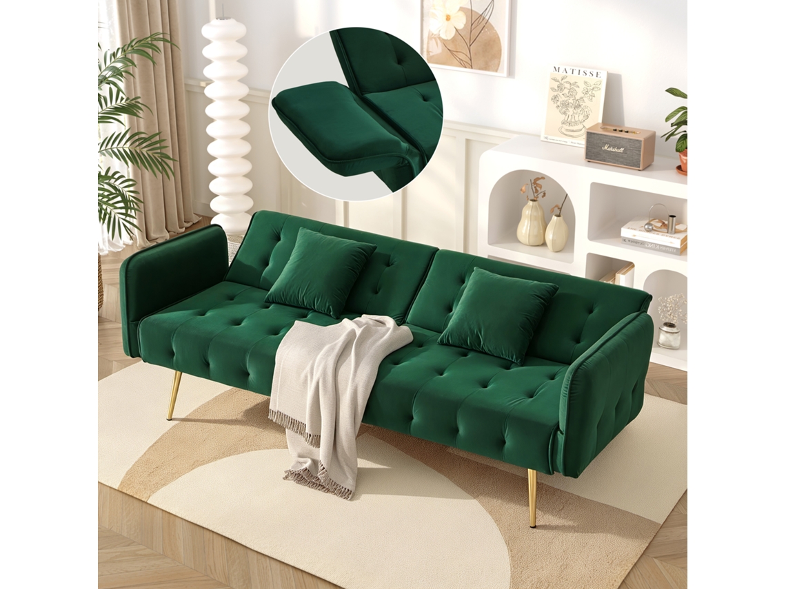 Sofá-cama 2l Veludo, Encosto Ajustável, Braços Multiposição. -kd
