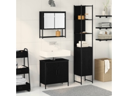 Vidaxl Conjunto De Móveis Para Banheiro 3 Unid. Preto