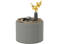 Banco Almofadado BTFORUS com compartimento secreto, tampa reversível 56x56x42cm cinza+natural