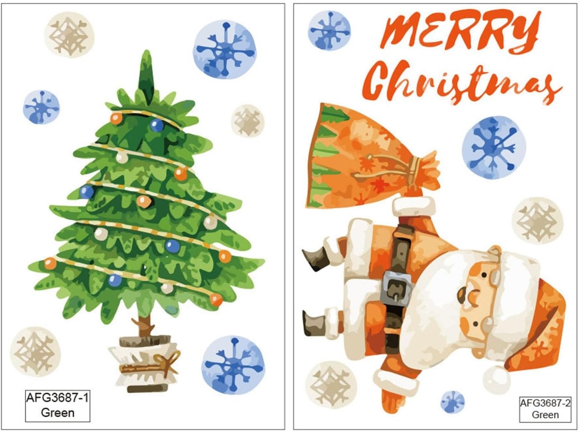 Conjunto De 2 Adesivos De Parede Removíveis Do Papai Noel, Adesivos Luminosos De Natal, Enfeites
