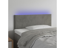 Vidaxl Cabeceira De Cama C/ Luzes Led Veludo 90x5x78/88 Cm Cinza-claro