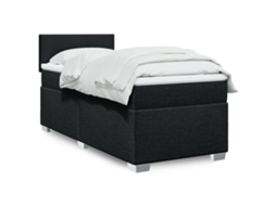 Cama com molas/colchão 90x190 cm tecido preto