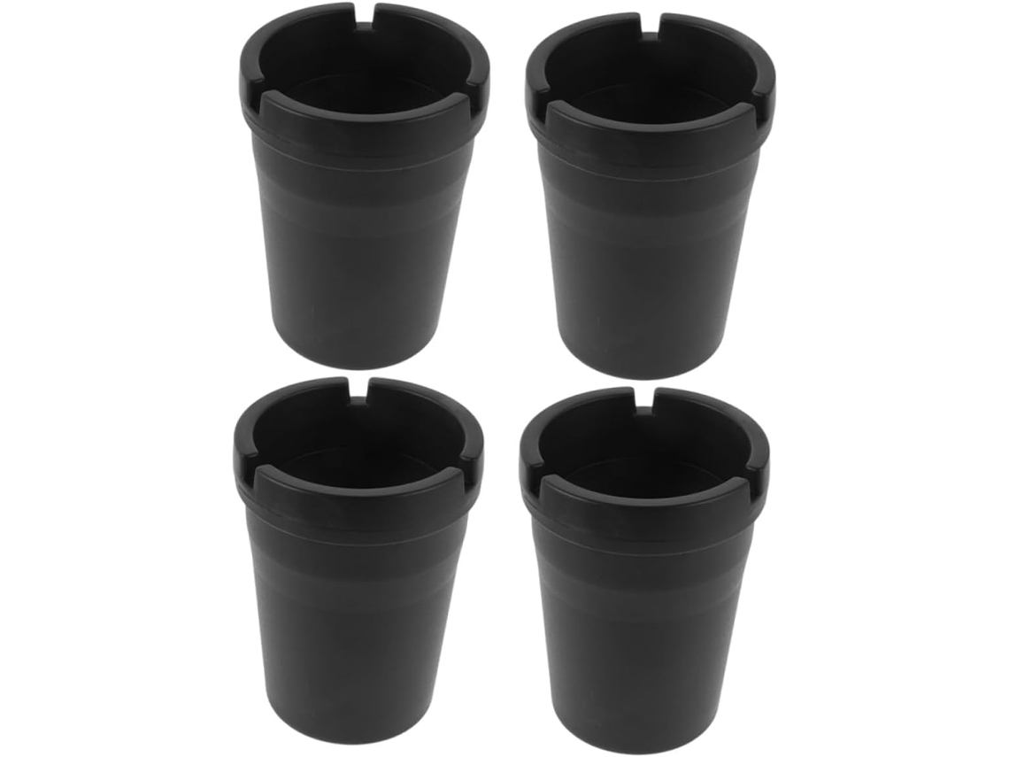 Cinzeiro Portátil Abaodam Em Plástico Preto Para Carro, Conjunto De 4 Peças, Design Moderno E Versátil