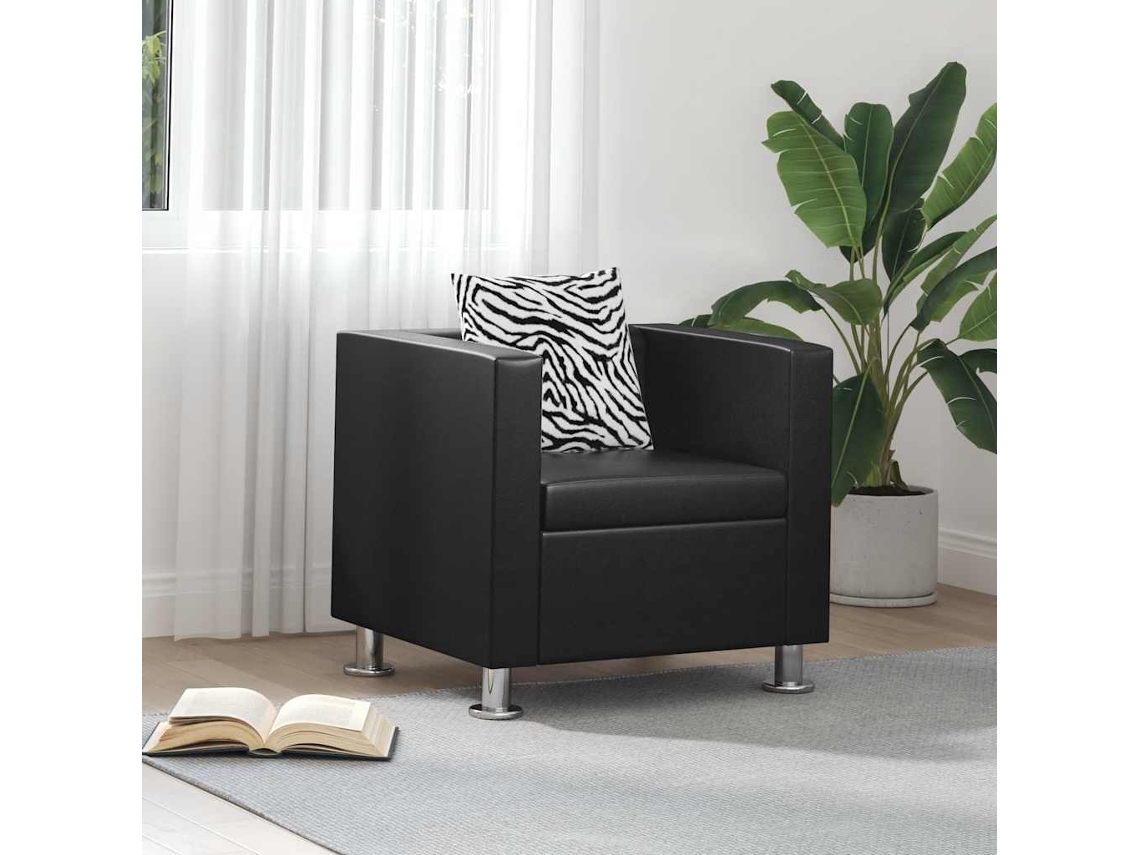 Vidaxl Poltrona Em Couro Artificial Preto