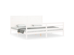 Estrutura de Cama com Cabeceira Madeira Maciça Branco 200x200 cm MAISON EXCLUSIVE