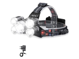 Lanterna frontal recarregável 12000lm 5 LED 4 modos sensor IPX4 impermeável