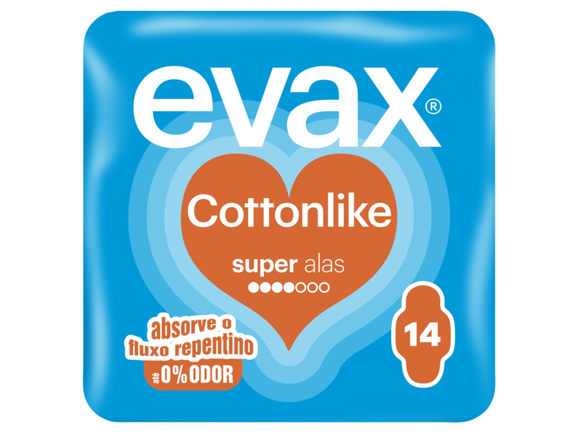Pensos Higiénicos Cottonlike Super com Abas Evax