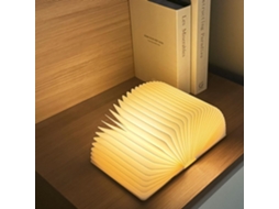 Luminária De Leitura Madeira, Dobrável 3 Cores Com Luz Amarela E Led