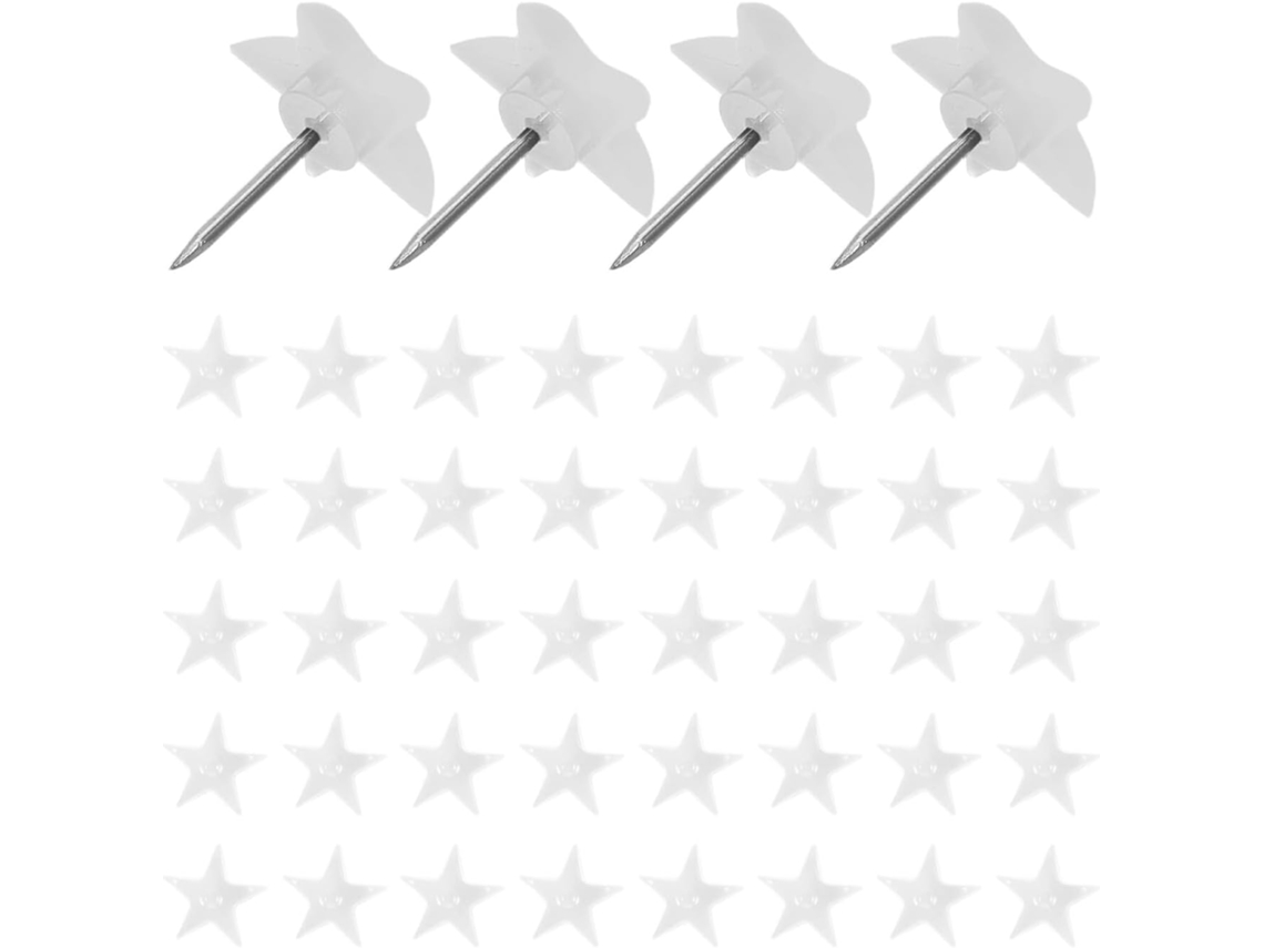Housoutil Conjunto De 50 Tachinhas Decorativas Em Formato Estrela, Na Cor Clara, Para Quadros De Cortiça E Paredes