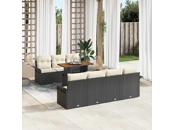 Vidaxl Conjunto De Sofá De Jardim 8 Unid. Preto E Creme