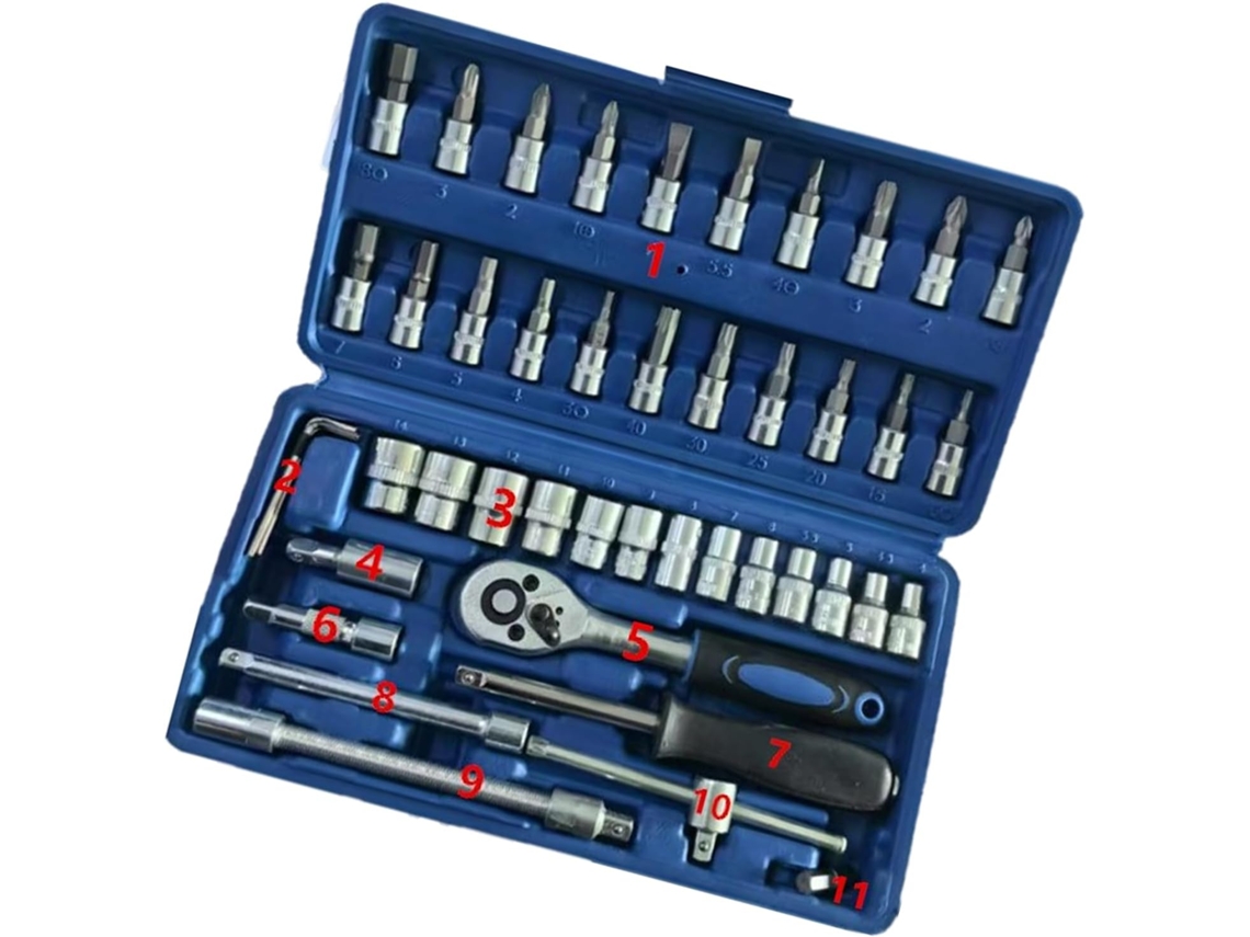 Chave De 46 Em 1 1/4" Para Ideal Domésticas E Uso Fácil Com Soquetes.