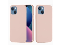 Capa De Silicone Para Iphone 14 Plus - Cor Sólida, Proteção Fina E Antiaderente - Rosa Areia