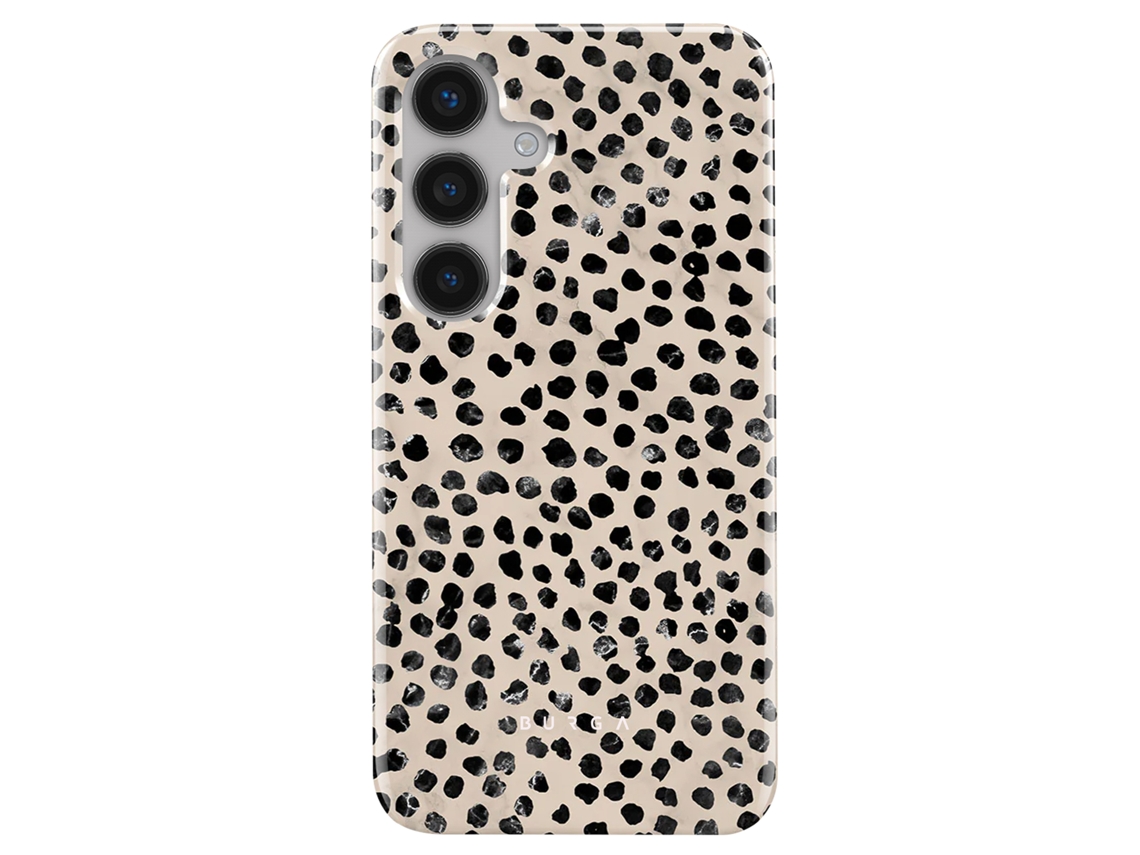 Capa Elegante Motivo Almond Para Samsung Galaxy S25 Burga Acrílico Bege