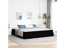 Vidaxl Estrutura De Cama Com Colchão 2 Unid. Preto Tecido