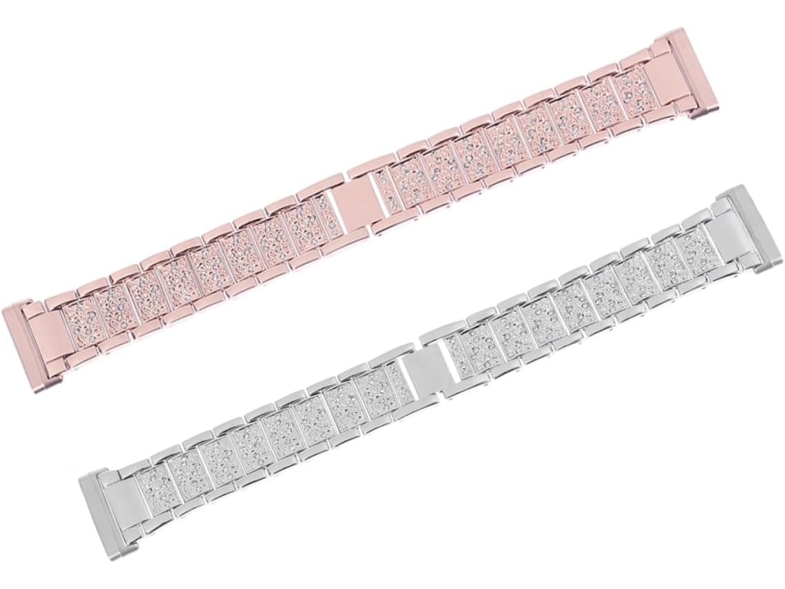 Conjunto De 2 Pulseiras Aço Cravejadas Diamantes, Compatíveis Com