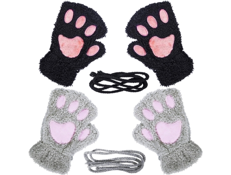 Luvas WAX 2 Pares de Patas de Gato para Inverno