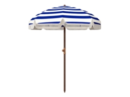 Ombrellone spiaggia con frange Ø190x210 cm, UV40+, antivento, impermeabile, borsa, blu e bianco, ZENCORE SERVICES