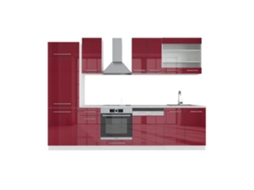 Cozinha Fame-Line, 300 cm sem bancada, Bordeaux alto brilho/branco, VICCO