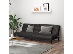 Vidaxl Sofá-cama De 2 Lugares Couro Artificial Preto