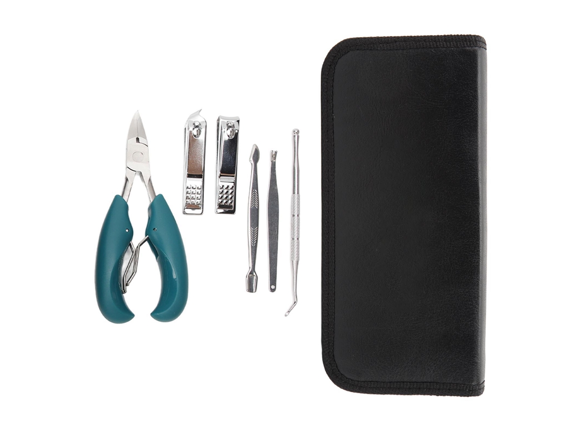 Set De 7 Ferramentas De Manicura Inoxidável Com Bolsa Cortaunhas E Unhas