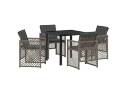 Conjunto de Jantar para Jardim 5 Pcs Cinzeto Vime Pe MAISON EXCLUSIVE