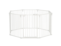 Terrário Puppy Externo Run para Portão Protetor de Cães com Porta, Proteção de Lareira, Flexível Dobrável de 8 Painéis, Cada um 60 76 Branco