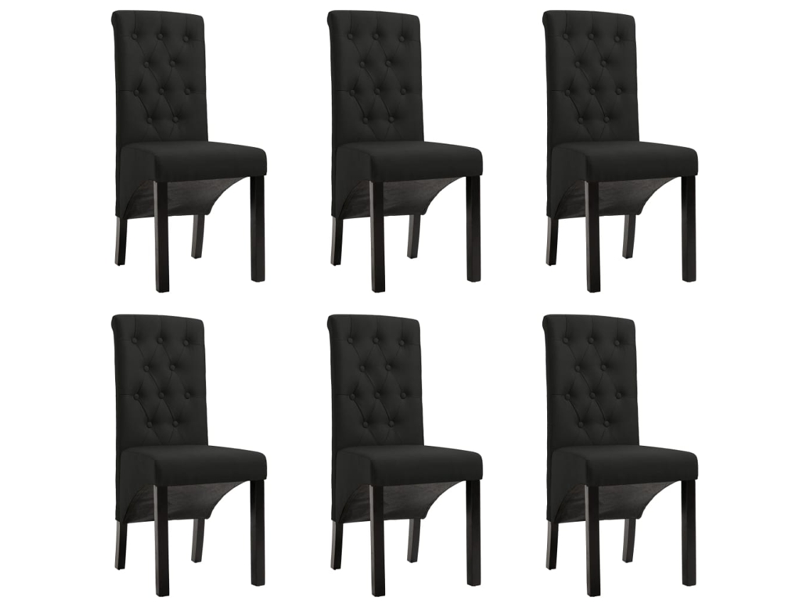 Vidaxl Cadeiras De Jantar 6 Pcs Tecido Preto
