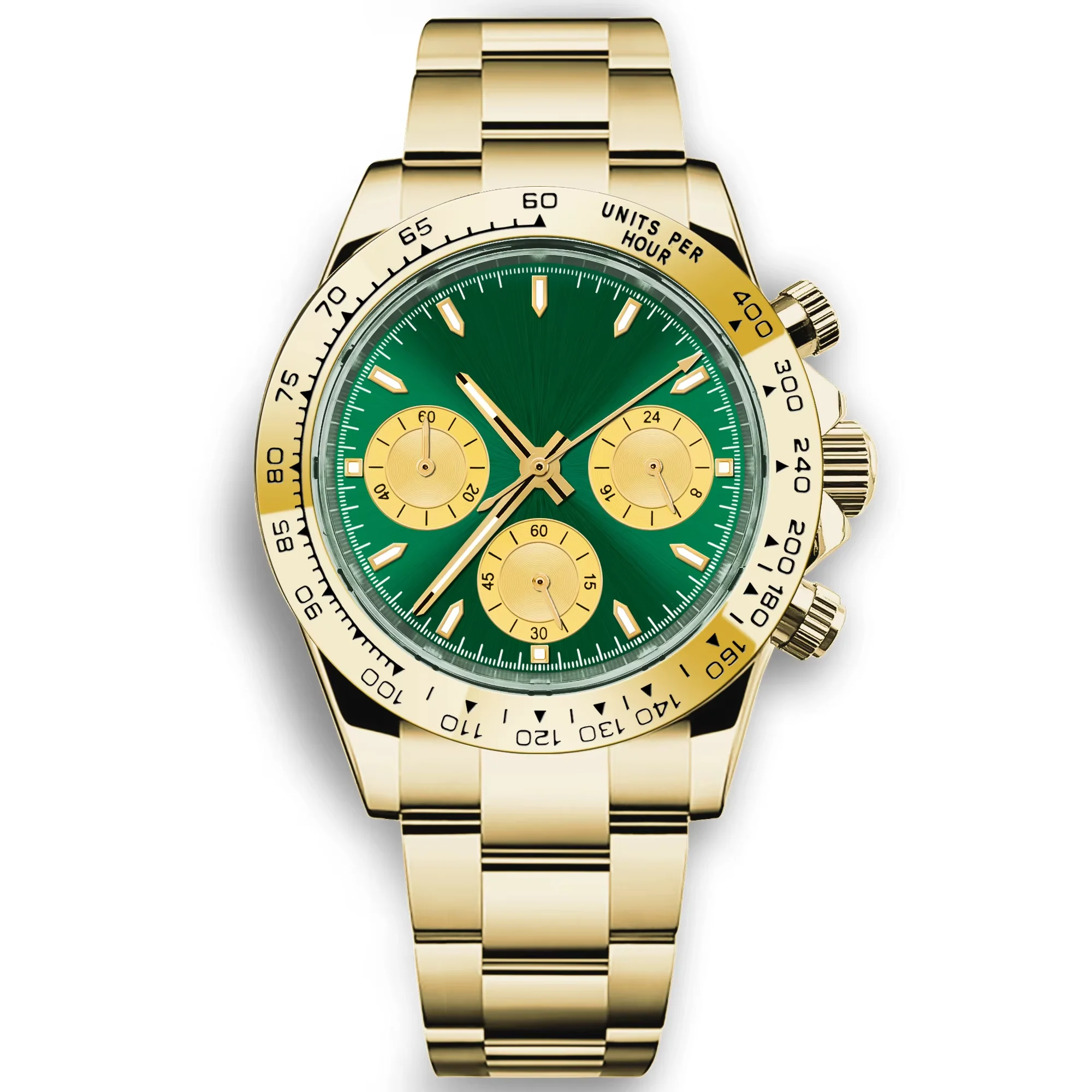 Relógio Masculino De Quartzo Verde De 39 Mm, Com Cristal De Safira E Pulseira De Aço Inoxidável, Modelo Esportivo.
