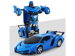 Primerox carro Transformador Rc Robô Controle Remoto com Botão uma Deformação Azul