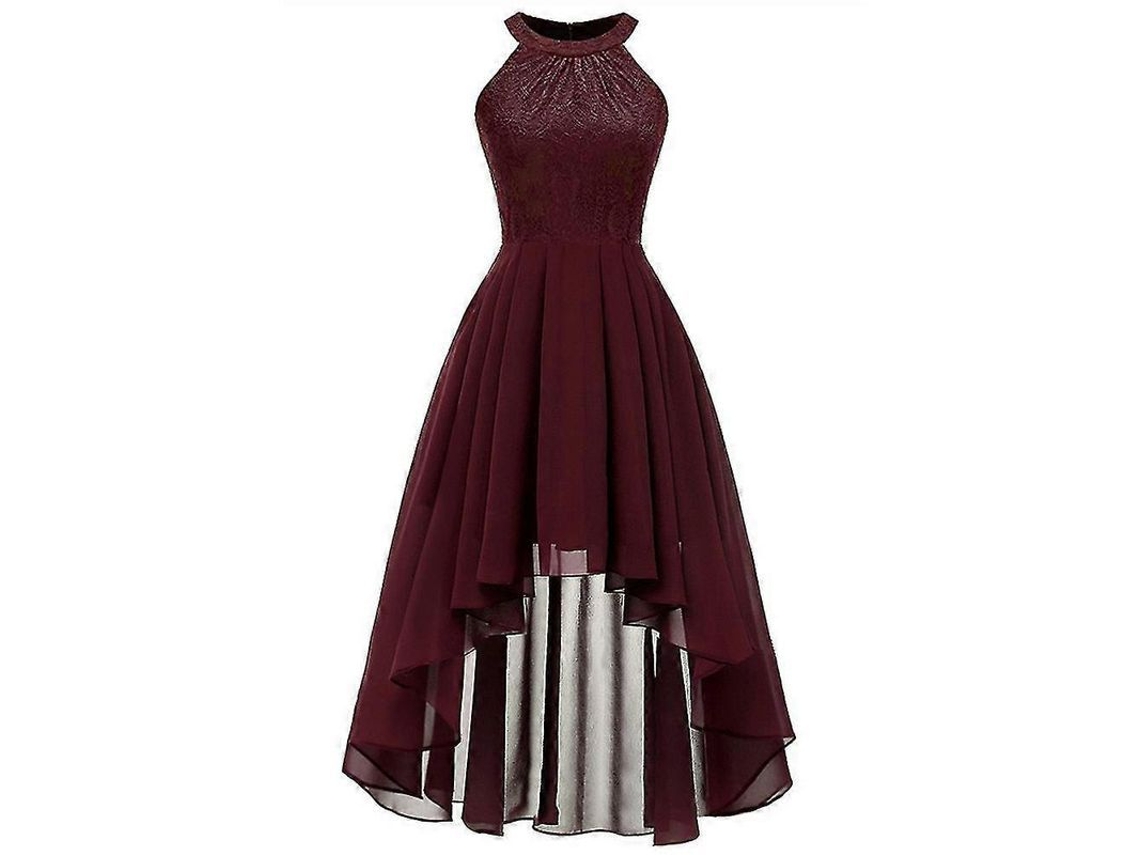 Vestido Vintage De Calcinha Alta Para Festa De Cocktail Feminino Com Detalhes De Renda Floral E Design Asimétrico Vermelho