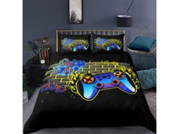 Conjunto de Cama com Estampa Controle de Video Game em MICROFIBRA 135x200cm MAISON EXCLUSIVE