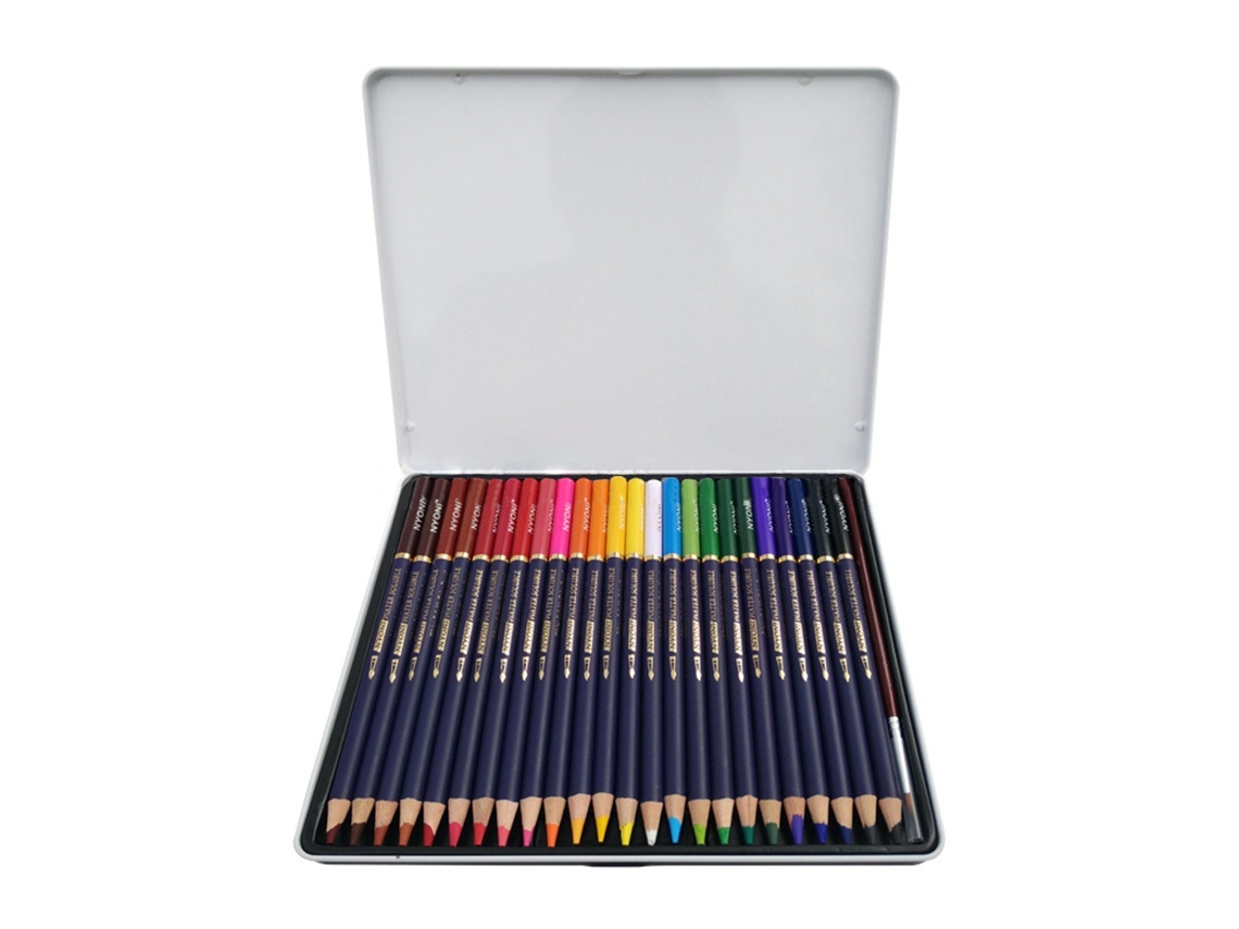 Conjunto de Lápis de Aquarela Profissionais Nyoni 12/24/36/48/72/100 Lápis de Cor Lápis de Cor Solúveis em Água com Pincel e Caixa de Metal 2#