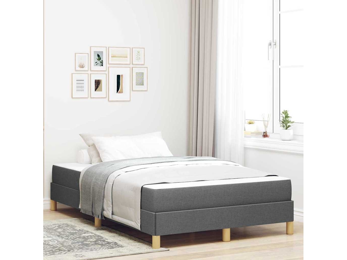 Vidaxl Cama Box Com Colchão Cinza Escuro 120 X 190 Cm Tecido