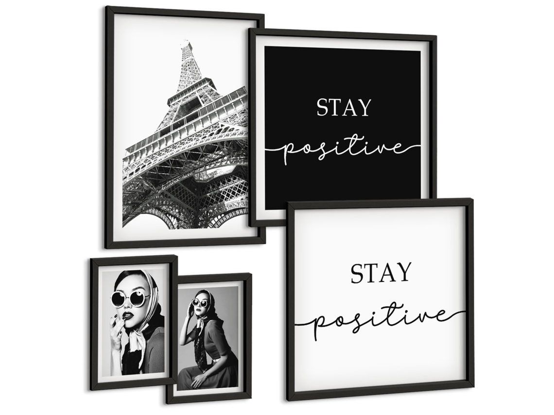 Conjunto De Pinturas Gráficos Estilosos Moda Paris Espelharte (5 Peças)