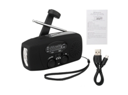 Rádio de Emergência, Portátil com Manivela e Bateria 4000mah, AM/FM/WB, Alerta Meteorológico | AQUAFORGE