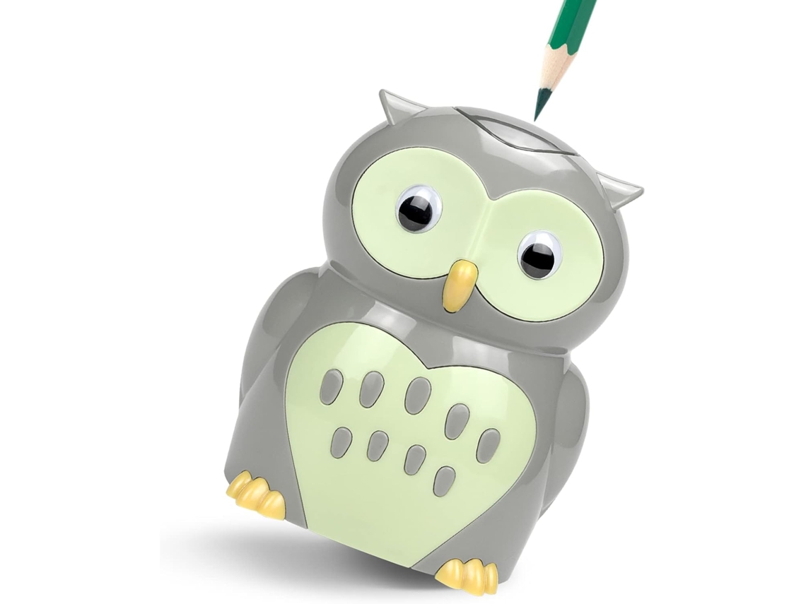 Apontador elétrico automático, a pilhas, em formato de águia, para salas de aula, escolas e alunos. Slowmoose (coruja)