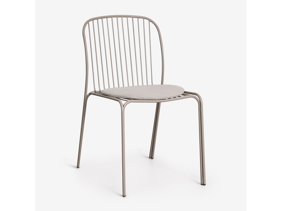 Sklum Pack De 2 Cadeiras De Jantar Em Aço Anerina Poliéster Moka Brown      Bege Avelã
