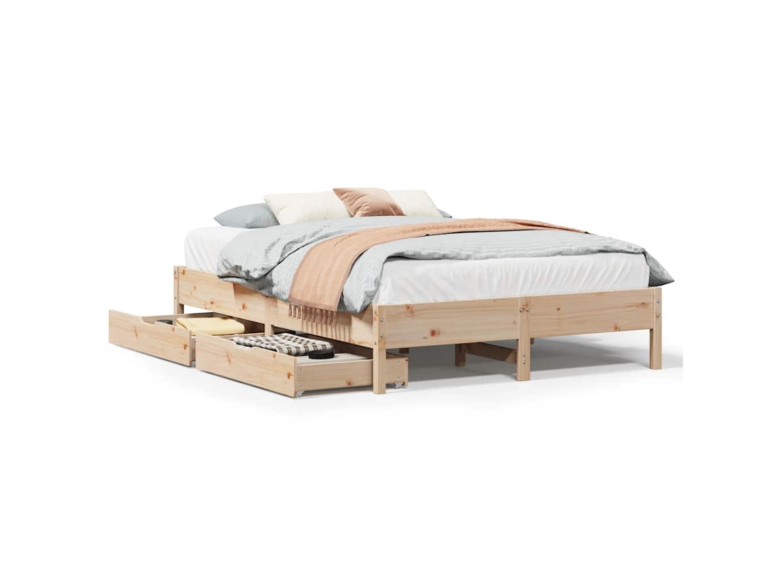 Bed Frame, Bed Frames Vidaxl Marrom Madeira De Pinho (135 X 190 Cm)
