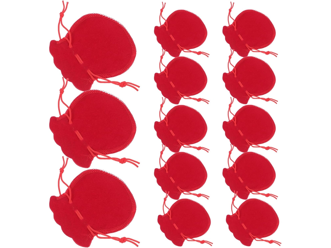 Pacote com 100 Topbathy Sacos de Joias Vermelhos Cordão, Pequenos e Macios para Presentes, Festas Armazenament