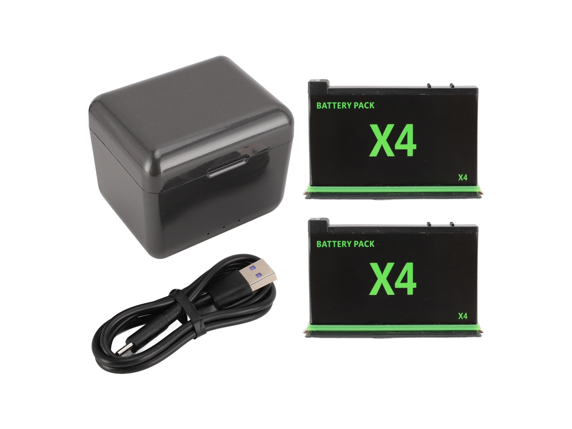 3 Channel Battery Charger 2 Battery Replacement With Protective Case Set For X4 Camera LAXISCREED
