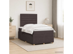 Vidaxl Cama Box Com Led E Colchão Marrom Escuro 120 X 190 Cm Tecido