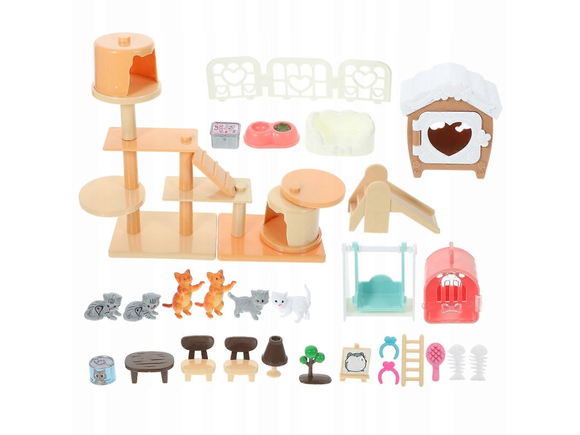 Conjunto De Brincar Com Figuras De Gato Em Plástico