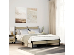Vidaxl Estrutura De Cama Sem Colchão 140x190 Cm Metal Carvalho Sonoma