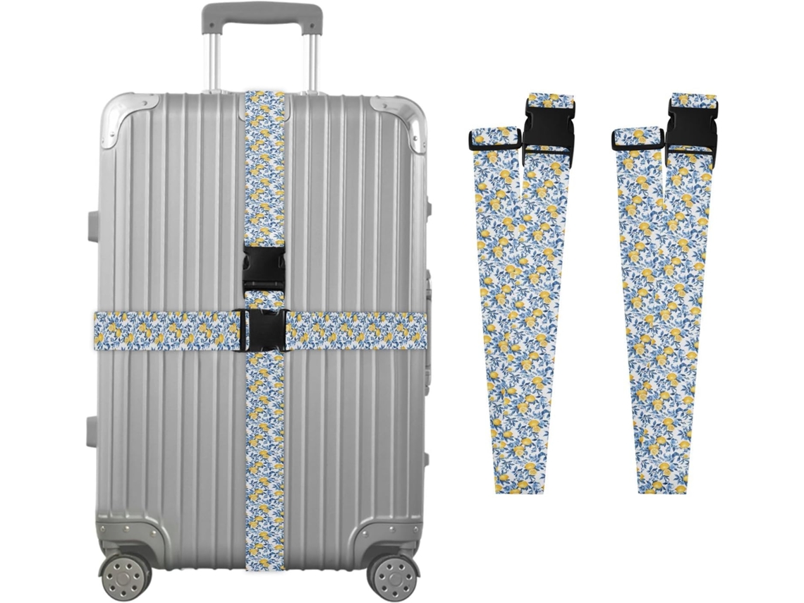 Conjunto De 2 Cintas Bagagem Com Estampa Aquarela Limões, Ideais Para Malas De Viagem, Acessórios Para Bagagem