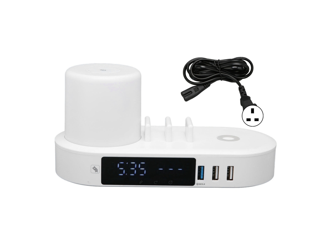Aetheria relógio Carregador Sem Fio com Luz Noturna Colorida e 6 Interfaces Usb Carregamento Rápido
