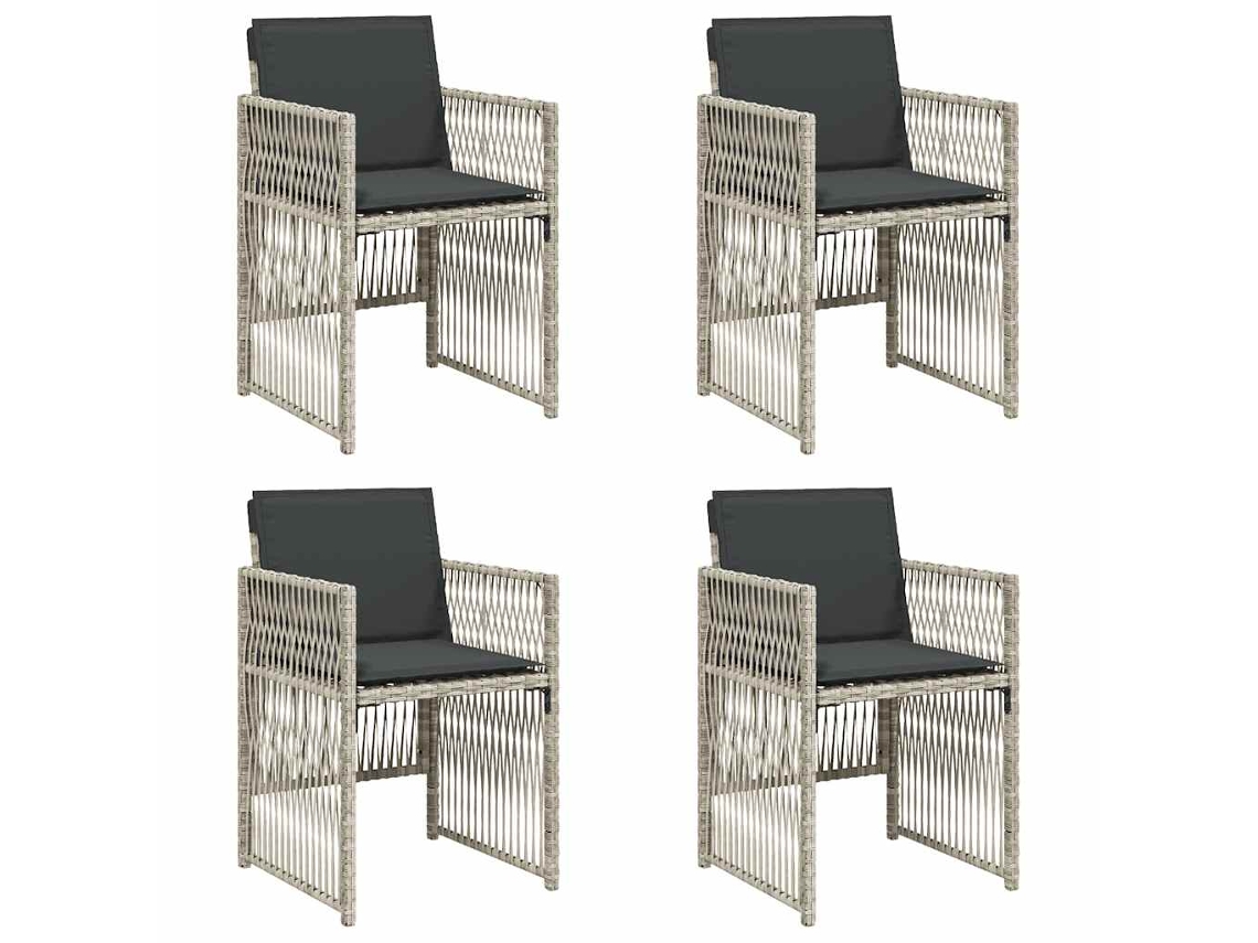 Maison Exclusive - Cadeiras De Jardim Com Almofadões 4 Pcs Vime Pe Cinzento-claro