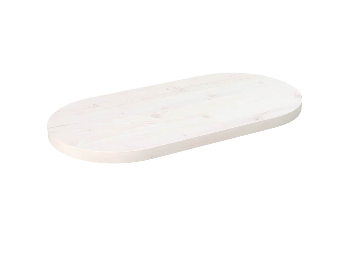 Vidaxl Tampo De Mesa Oval 60x30x2,5 Cm Madeira De Pinho Maciça Branco