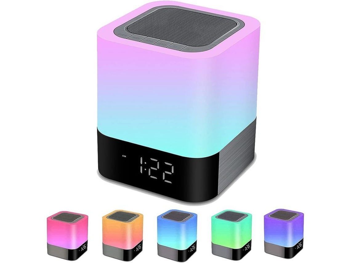 Reloj Despertador Altavoz Bluetooth, Luz Nocturna Rgb Dimmable Altavoz Inalámbrico
